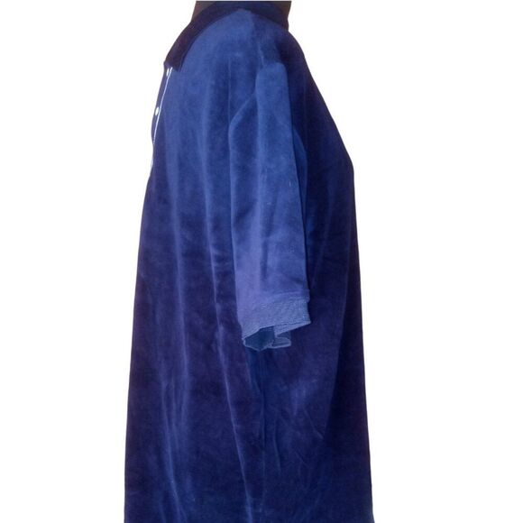 Navy Velour Polo Shirt - Picture 2 of 2